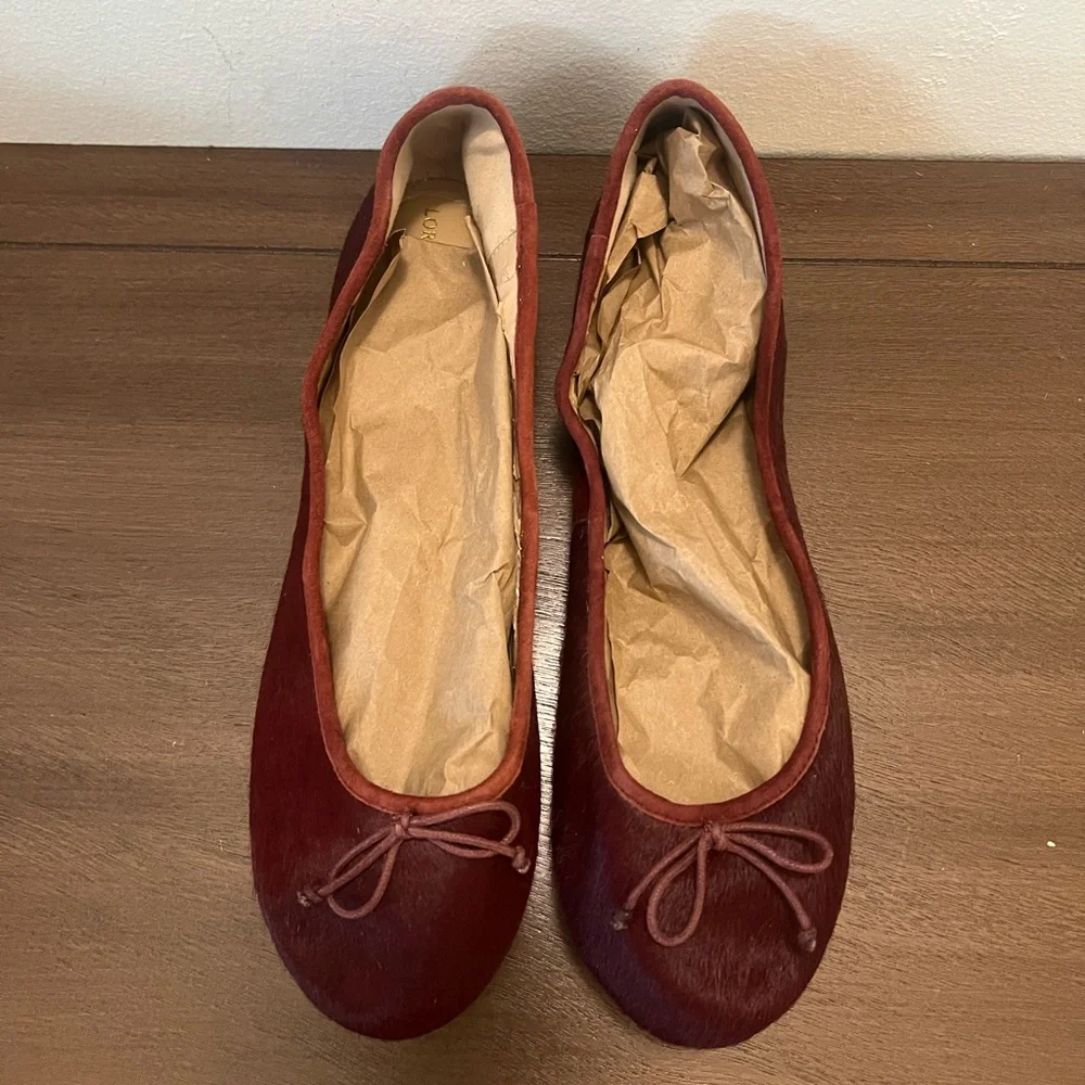 LORD & TAYLOR Ballet Flat Burgundy Ponyhair - Picture 4 of 7